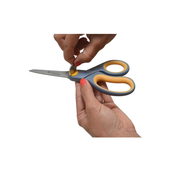 Westcott 13529 8-Inch Straight Titanium Scissors For Office and Home,Yellow/Gray - Picture 2 of 6